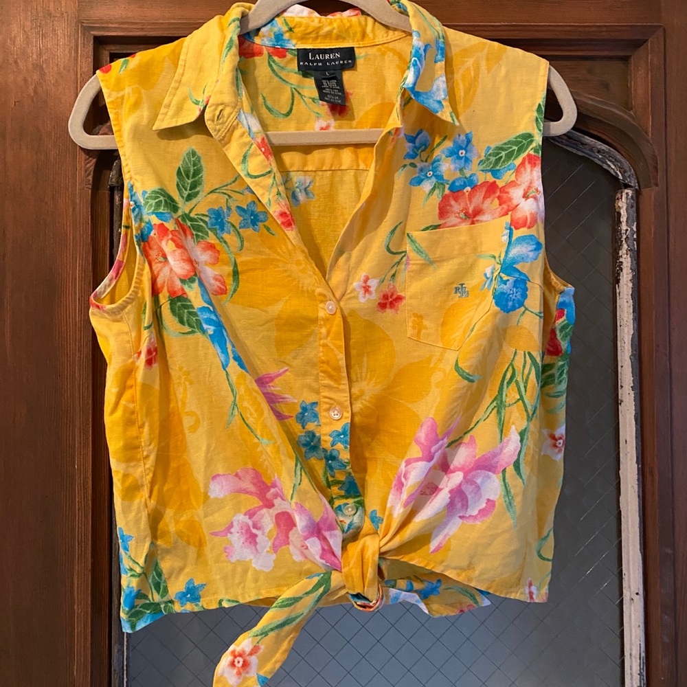 Hawaiian Lauren by Ralph Lauren tie front Tank Top